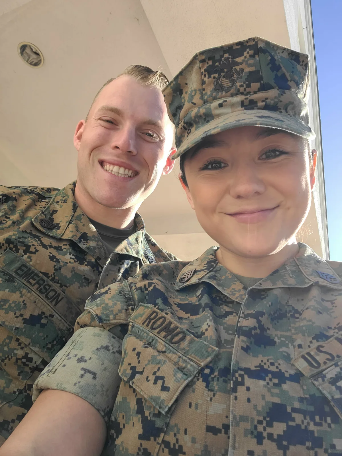 Monique and Nicholas Emerson during their service in the U.S. Marine Corps